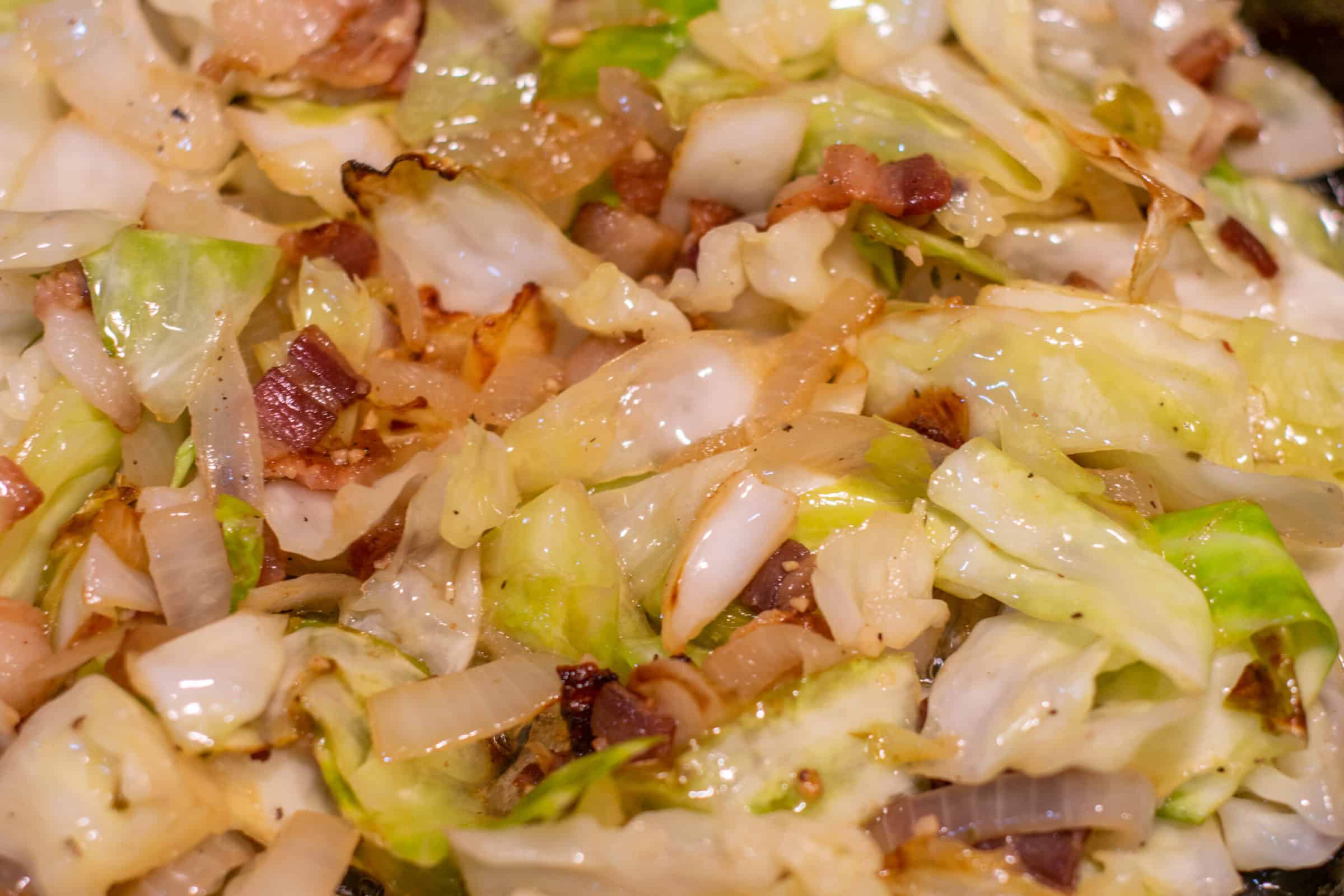 cabbage, onions, bacon