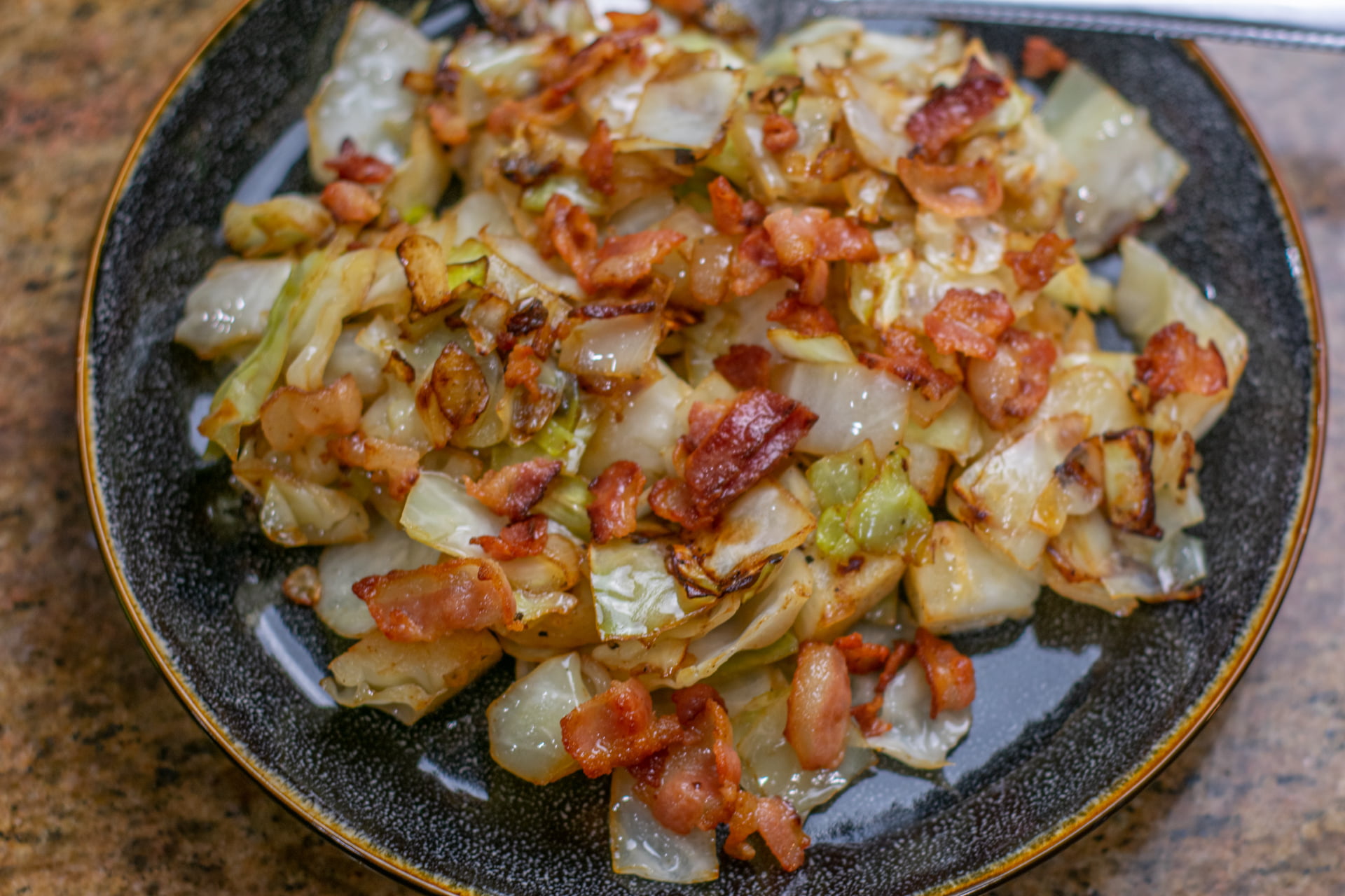 fried cabbage with bacon