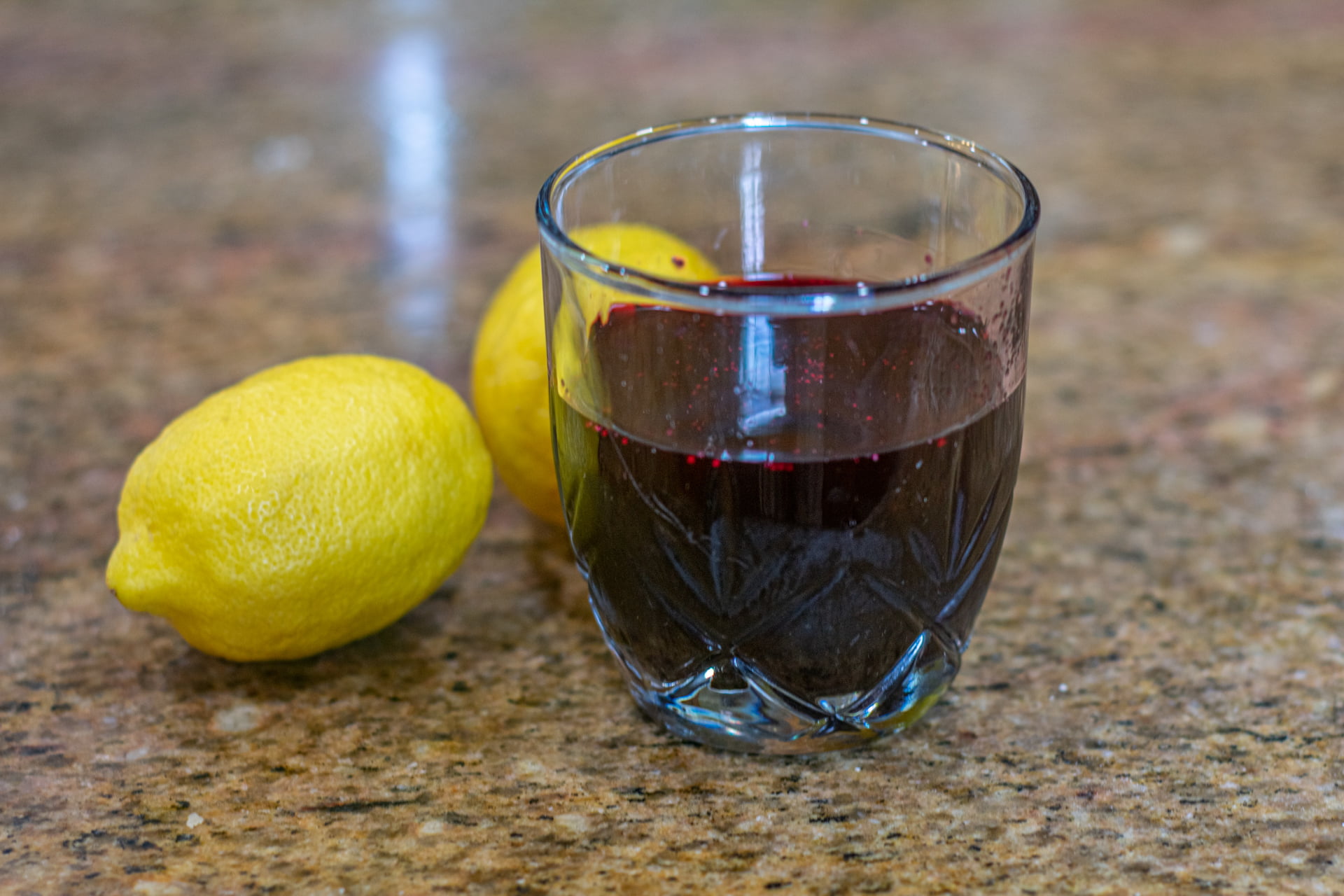 Small glass of Blueberry Lemonade